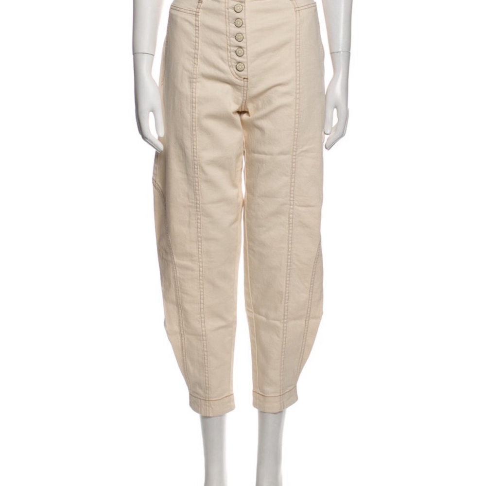 Ulla Johnson off-white pants with tan stitching